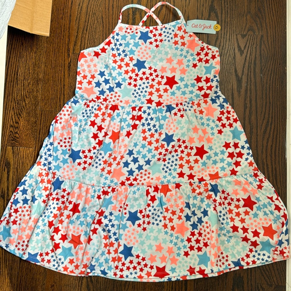 Cat & Jack white dress with red & blue stars - XXL Plus 16/18 - NWT